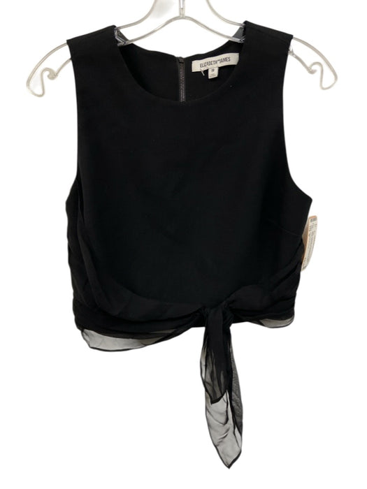 Elizabeth & James Size M Black Polyester Back Zip Crop Waist Detail Top Black / M