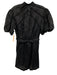 Frame Size S Black Ramie ladder lace Short Puff Sleeve Button Front Sash Dress Black / S