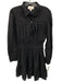 Cleobella Size S Black Cotton Long Sleeve Elastic Waist Mini Tie Neck Dress Black / S