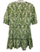 Saloni Size S / 6 Green & White Cotton Knee Length Fern Leaf Print Dress Green & White / S / 6