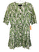 Saloni Size S / 6 Green & White Cotton Knee Length Fern Leaf Print Dress Green & White / S / 6
