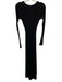 Dissh Size S Black Viscose & Nylon Blend Ribbed Knit V Neck Tie Waist Dress Black / S