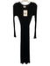 Dissh Size S Black Viscose & Nylon Blend Ribbed Knit V Neck Tie Waist Dress Black / S