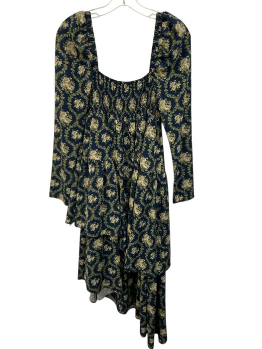 WeWoreWhat Size S / 6 Navy Blue, Green, Beige Polyester & Spandex Tiered Dress Navy Blue, Green, Beige / S / 6
