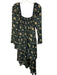 WeWoreWhat Size S / 6 Navy Blue, Green, Beige Polyester & Spandex Tiered Dress Navy Blue, Green, Beige / S / 6