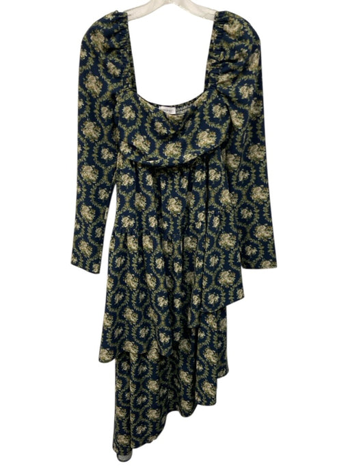 WeWoreWhat Size S / 6 Navy Blue, Green, Beige Polyester & Spandex Tiered Dress Navy Blue, Green, Beige / S / 6