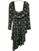 WeWoreWhat Size S / 6 Navy Blue, Green, Beige Polyester & Spandex Tiered Dress Navy Blue, Green, Beige / S / 6