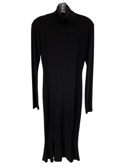 Norma Kamali Size S Black Polyester & Spandex High Neck Back Zip Sheath Dress Black / S