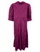 Ganni Size S / 36 Purple Cotton V Neck Half Puff Sleeve V Neck & Collar Dress Purple / S / 36