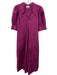 Ganni Size S / 36 Purple Cotton V Neck Half Puff Sleeve V Neck & Collar Dress Purple / S / 36