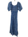 CJ Laing Size S Blue & White Cotton Scoop Neck Short Puff Sleeve Dress Blue & White / S