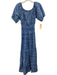 CJ Laing Size S Blue & White Cotton Scoop Neck Short Puff Sleeve Dress Blue & White / S