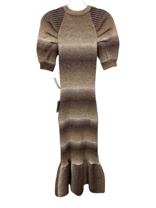 En Saison Size S Gray, Taupe, Beige Nylon & Acrylic Ribbed Knit Chunky Dress Gray, Taupe, Beige / S