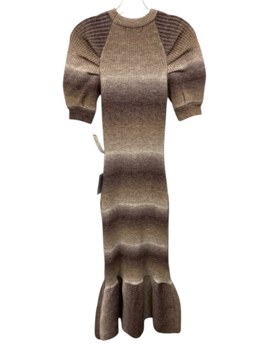 En Saison Size S Gray, Taupe, Beige Nylon & Acrylic Ribbed Knit Chunky Dress Gray, Taupe, Beige / S