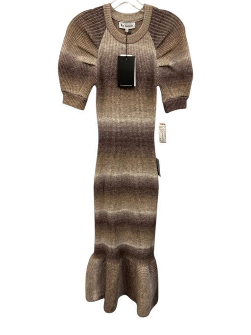 En Saison Size S Gray, Taupe, Beige Nylon & Acrylic Ribbed Knit Chunky Dress Gray, Taupe, Beige / S