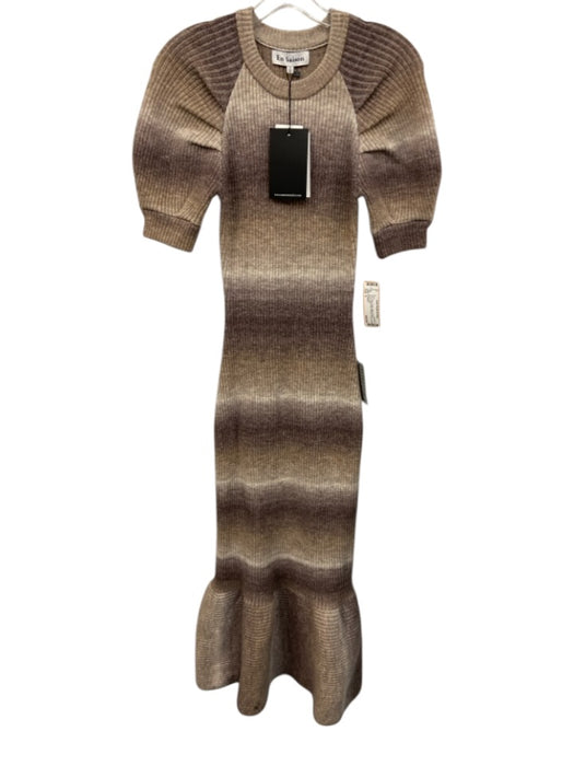En Saison Size S Gray, Taupe, Beige Nylon & Acrylic Ribbed Knit Chunky Dress Gray, Taupe, Beige / S