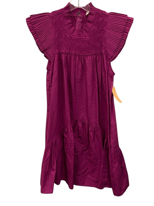 Love The Label Size S Magenta Purple Cotton Smocked Upper Knee Length Dress Magenta Purple / S
