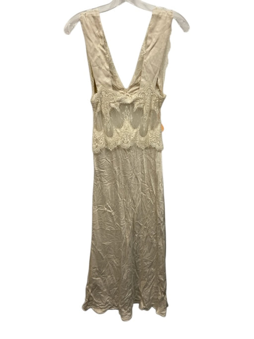 Third Form Size 4 Cream Beige Lace Semi Sheer Sleeveless Maxi Dress Cream Beige / 4