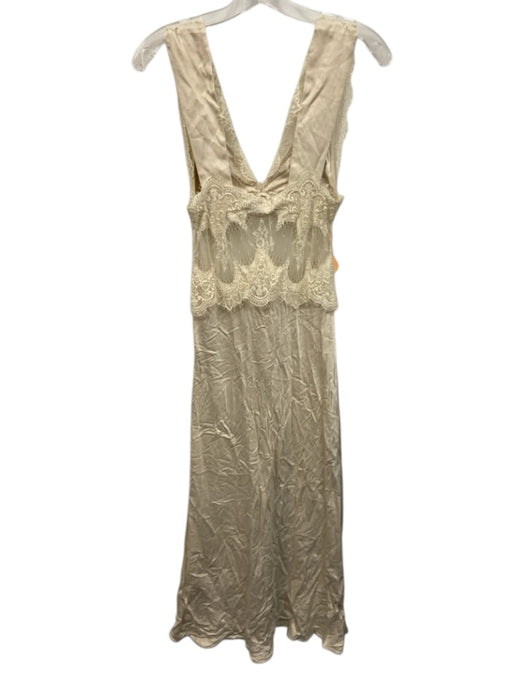Third Form Size 4 Cream Beige Lace Semi Sheer Sleeveless Maxi Dress Cream Beige / 4