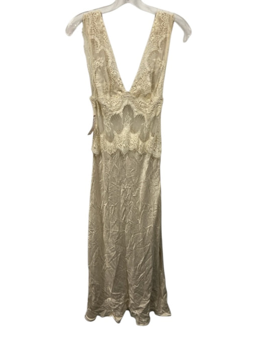 Third Form Size 4 Cream Beige Lace Semi Sheer Sleeveless Maxi Dress Cream Beige / 4