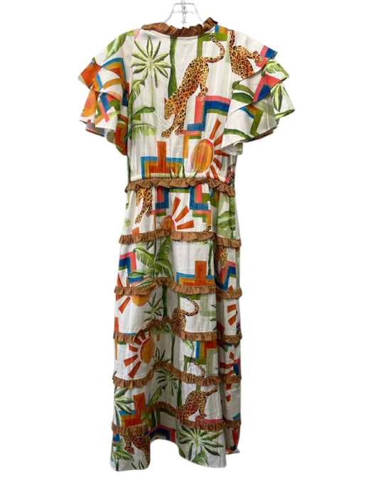 Alden Adair Size S Beige, Brown, Multi Jungle Print Ruffle Maxi Dress Beige, Brown, Multi / S