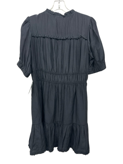 Sail To Sable Size L Black Silk Blend V Neck Tassel Tie Detail Mini Dress Black / L