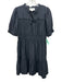 Sail To Sable Size L Black Silk Blend V Neck Tassel Tie Detail Mini Dress Black / L