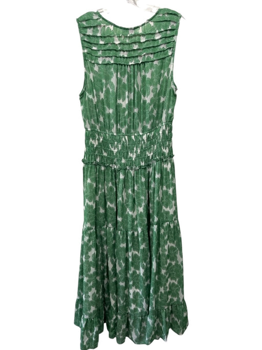Current Air Size M Green & White Polyester Shirred Waist Flowers Surplice Dress Green & White / M