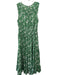 Current Air Size M Green & White Polyester Shirred Waist Flowers Surplice Dress Green & White / M