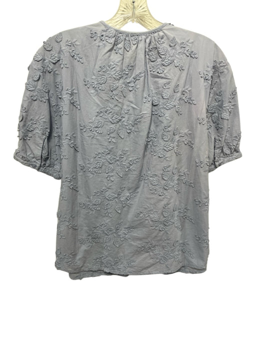 & Other Stories Size 6 Periwinkle Blue Cotton Embroidered Leaves Top Periwinkle Blue / 6