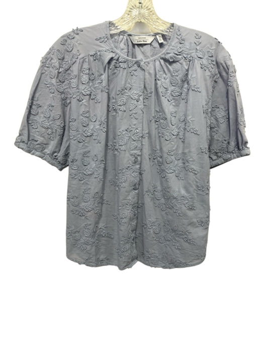 & Other Stories Size 6 Periwinkle Blue Cotton Embroidered Leaves Top Periwinkle Blue / 6