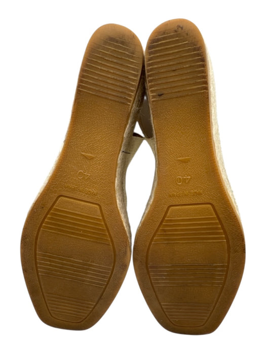 Andre Assous Shoe Size 40 Cream & Beige Leather Lined Metallic Slingback Wedges Cream & Beige / 40