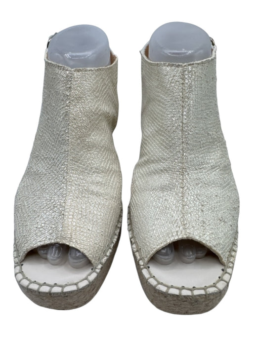 Andre Assous Shoe Size 40 Cream & Beige Leather Lined Metallic Slingback Wedges Cream & Beige / 40