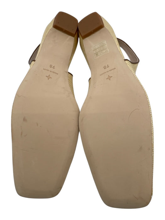 Tuckernuck Shoe Size 9 Beige & Brown Raffia Woven Kitten Heel Square Toe Flats Beige & Brown / 9
