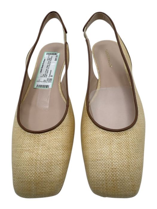 Tuckernuck Shoe Size 9 Beige & Brown Raffia Woven Kitten Heel Square Toe Flats Beige & Brown / 9