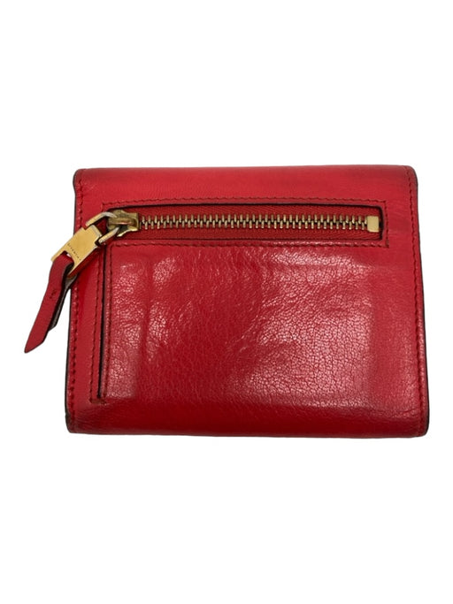 Givenchy Red Leather Snap Zipper Pocket Wallets Red