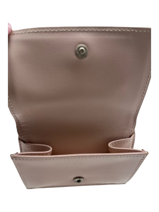 Longchamp Pale Pink Leather Silver Hardware Snap Button Trifold Wallets Pale Pink