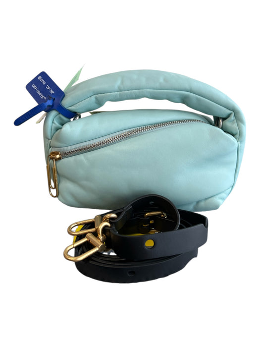 Off-White Blue Lambskin Leather Gold Tone Hardware Solid Top Handle Bag Blue
