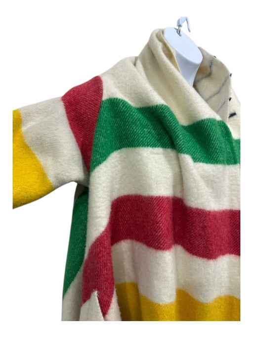 Monse Size One Size Cream & Multi Wool Long Sleeve Buckle Detail Stripe Coat Cream & Multi / One Size