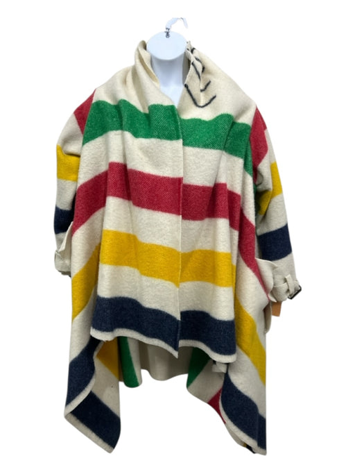 Monse Size One Size Cream & Multi Wool Long Sleeve Buckle Detail Stripe Coat Cream & Multi / One Size