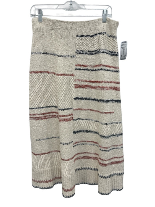 ME+EM Size M Cream, Red, Black Cotton Blend Knit Elastic Waist Midi Skirt Cream, Red, Black / M