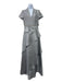 Reem Acra Size Small Gray Polyester Short Sleeve V Neck Rhinestone detail Dress Gray / Small