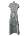 Reem Acra Size Small Gray Polyester Short Sleeve V Neck Rhinestone detail Dress Gray / Small