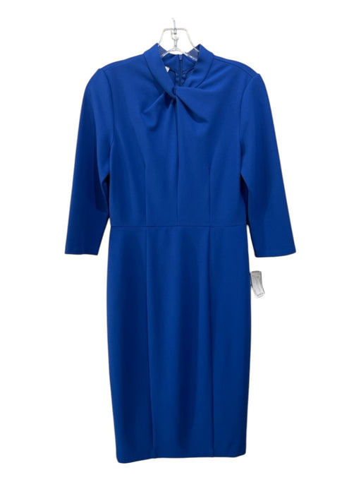 Donna Morgan Size 4 Blue Polyester Blend 3/4 Sleeve Twist Knot Midi Dress Blue / 4