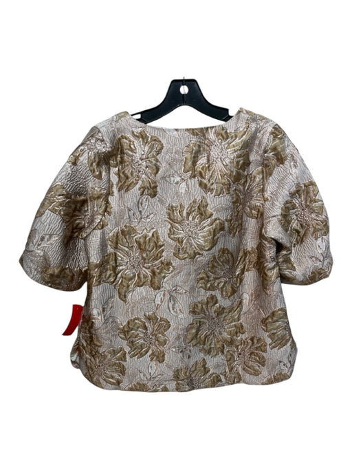 Umgee Size S Gold Poly Floral Jacquard Floral Top Gold / S