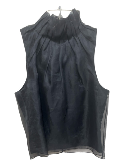 Tibi Size 6 Black Silk Ruffle Neck Sleeveless Top Black / 6