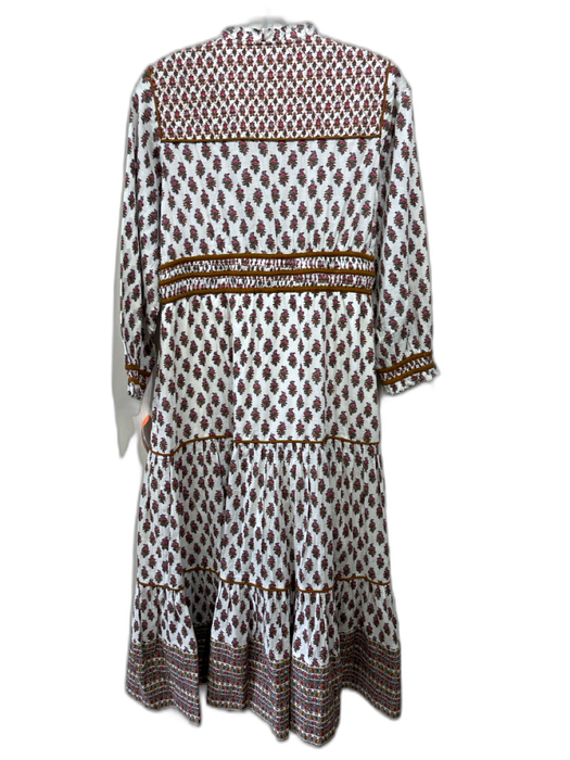 Veronica Beard Size 0 White & Multi Cotton Floral Long Sleeve Quilted Dress White & Multi / 0