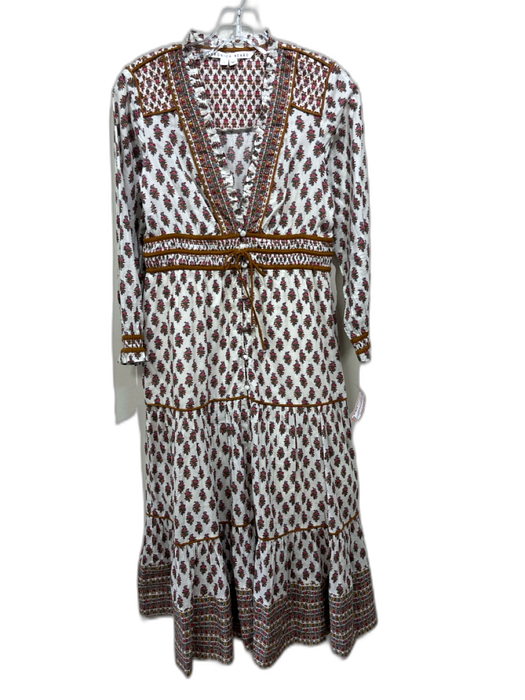 Veronica Beard Size 0 White & Multi Cotton Floral Long Sleeve Quilted Dress White & Multi / 0