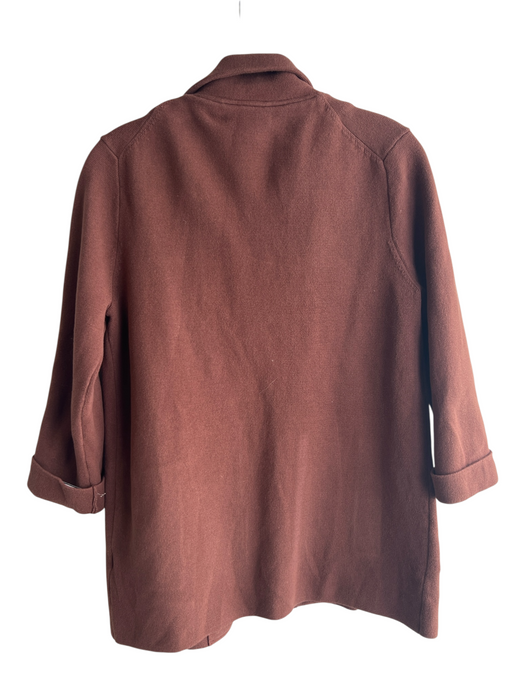Quince Size Small Brown Organic Cotton Open Front 3/4 Sleeve Knit Blazer Brown / Small