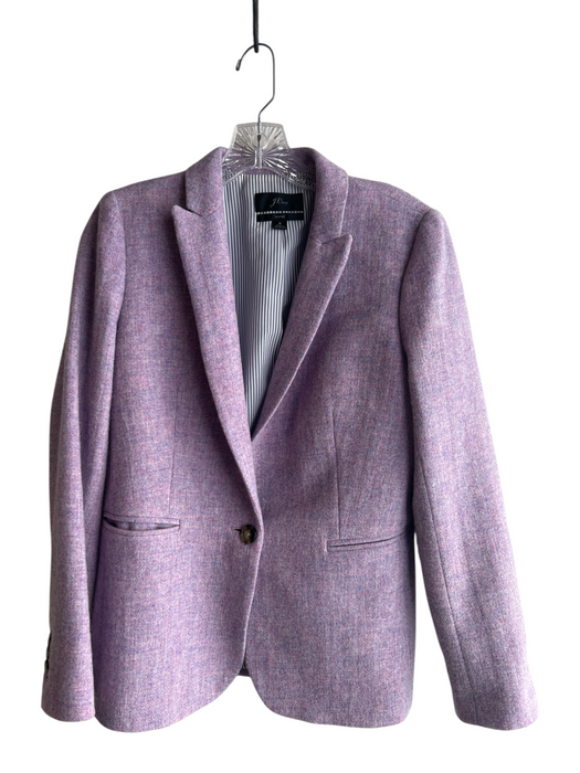 J Crew Size 6 Lavendar Wool Slit pockets 1 Button Striped Interior Blazer Lavendar / 6